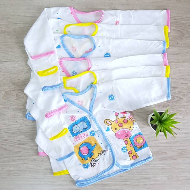 6 Pcs (1/2 Lusin) Baju Bayi Lengan Panjang 0-6 Bulan Boboko Sablon Newborn Baju Tangan Panjang