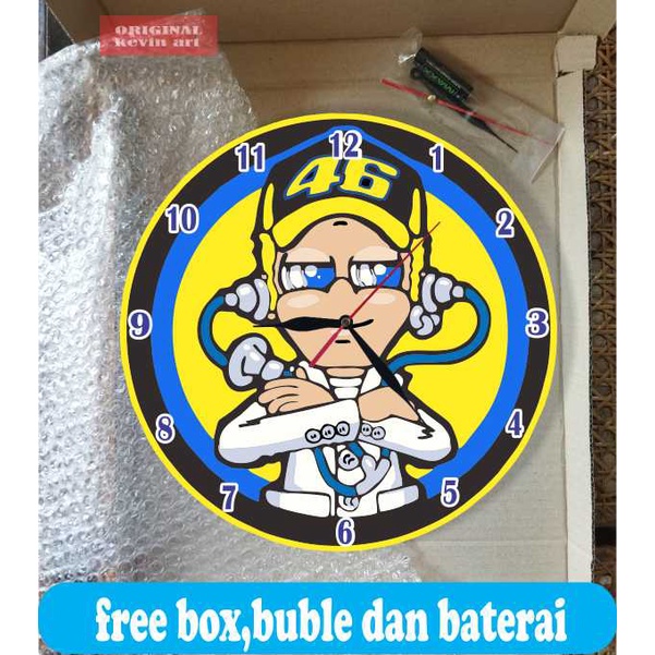 JAM DINDING UNIK VALENTINO ROSSI GAMBAR KARAKTER KEREN KOLEKSI MOTO GP KLASIK RETRO HIASAN DEKORASI DINGDING KAMAR COWO ARTISTIK MINIMALIS KAYU CUSTOM MEWAH MODERN MURAH DEKORASI RUANGAN WALL DECOR