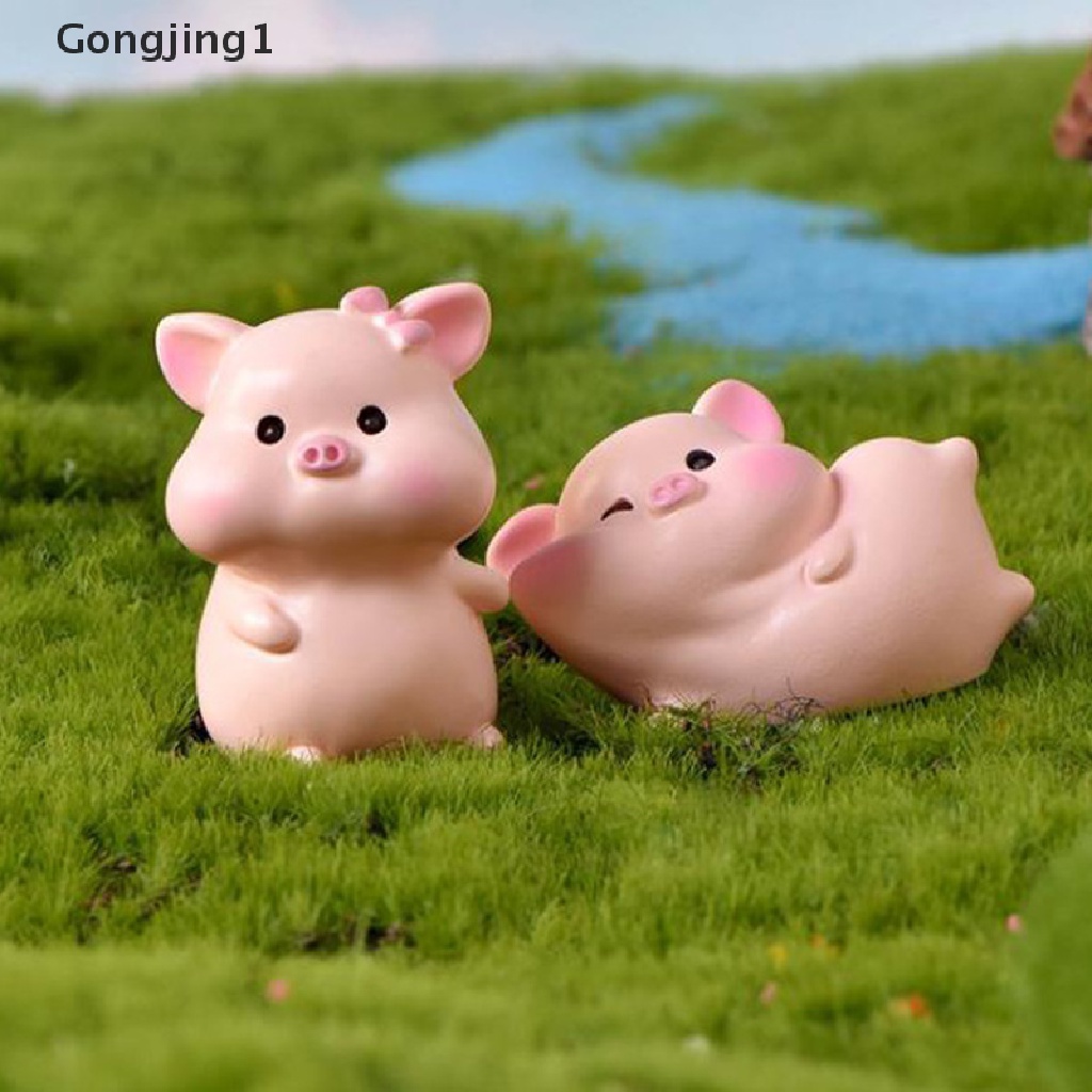 Gongjing1 1 / 6 Pcs Miniatur Babi Bahan Resin Untuk Dekorasi Taman Mini