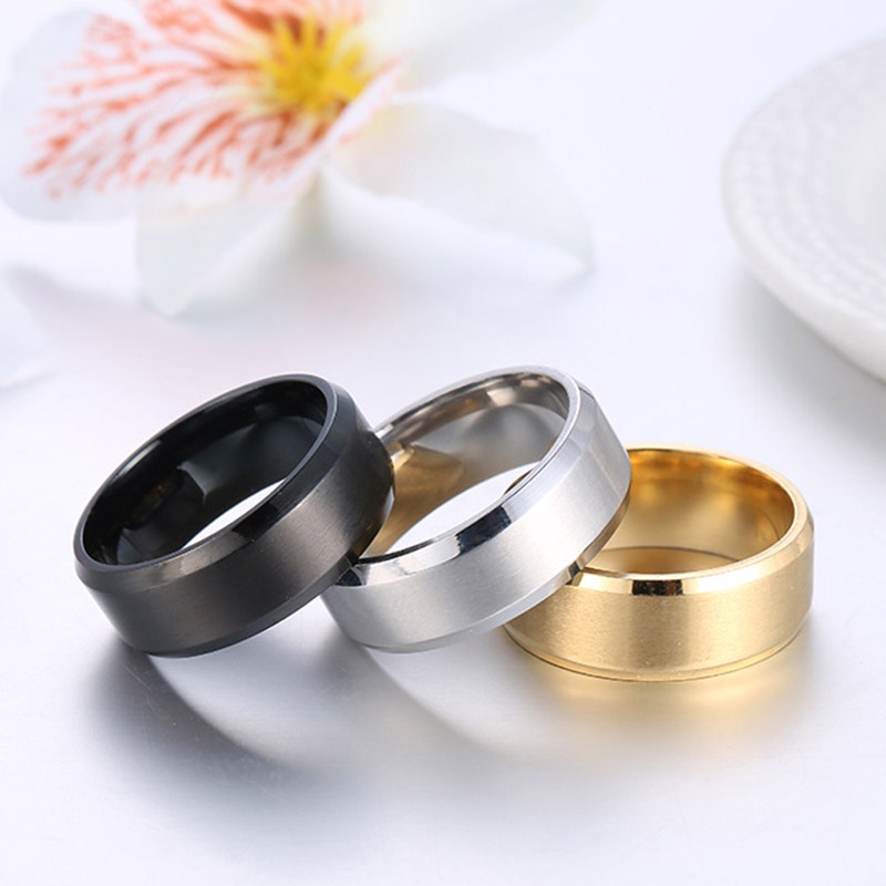 Stainless Steel Double Beveled Frosted Finger Ring / Brushed Polishing Ring / Anti-scratch Surface Jewelry Accessories