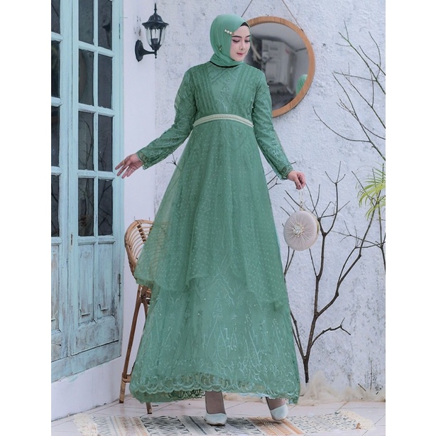 E.C > GAMIS SALVINA DRESS - GAMIS TERBARU - GAMIS MODERN - GAMIS MEWAH - GAMIS BROKAT TULLE - GAMIS 