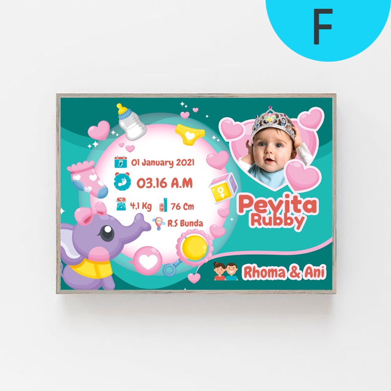 Hiasan Dinding Biodata Bayi Custom ( A4 ) Dekorasi Kamar Bayi Wall Decor Custom Baby Born - A&amp;M