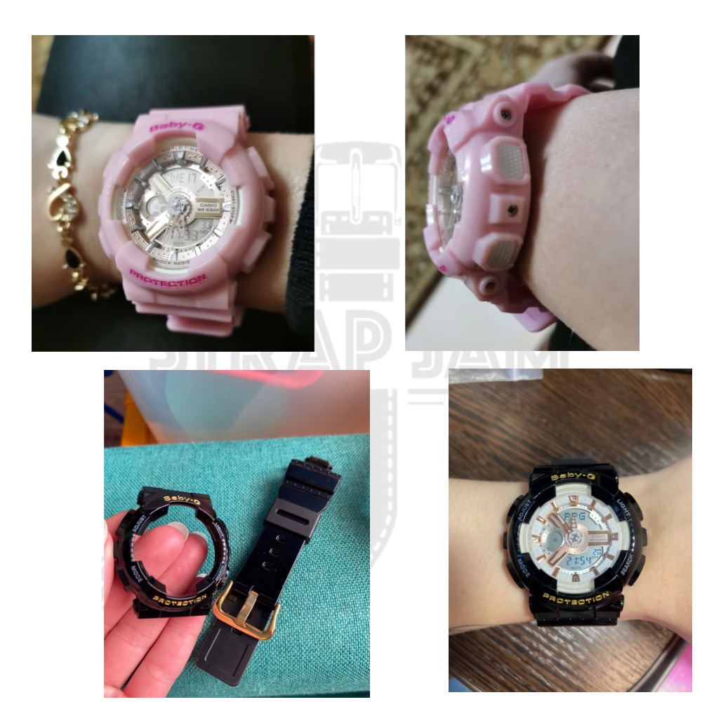 Strap Untuk Casio Baby-G BA 110 111 112 120 BA110 BA111 BA112 BA120 - Tali Jam Resin Set Dengan Case Glossy