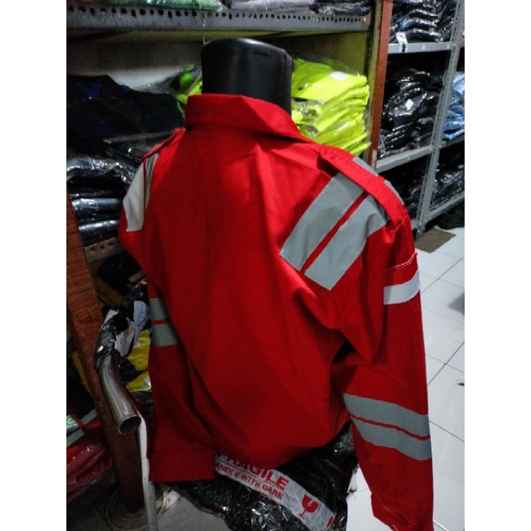 SERAGAM SAFETY MERAH PREMIUM RESLETING DOBLE SCOTLIGT