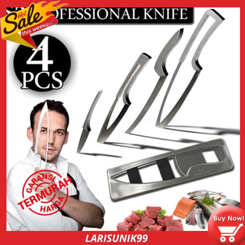 Pisau Masak Perbot Dpaur S2 PROFFESIONAL KNIFE SET ( 4PCS + 1 HOLDER FULL STAINLESS STEEL )