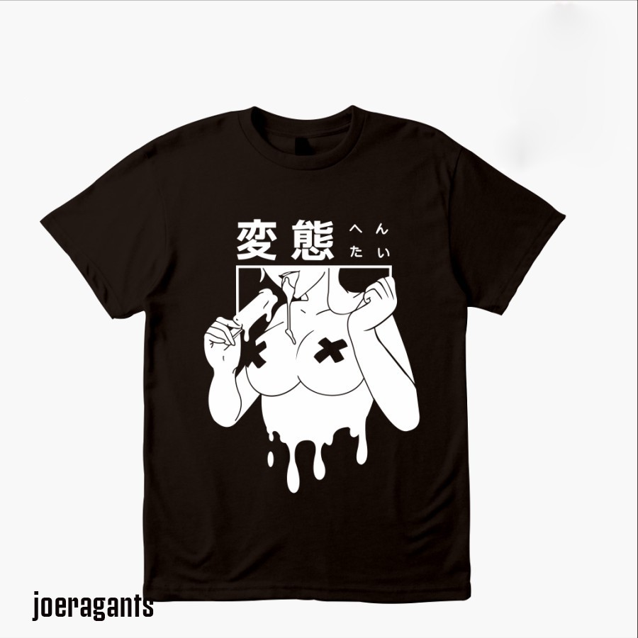 Kaos Tshirt Baju Combed 30S Distro Anime Jepang Henta Ice Cream kaos custom pria wanita