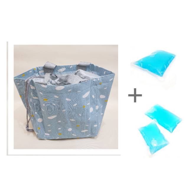 Cooler bag serut tali + 3 Blue ice gel / PAKET PROMO SC02 Y1