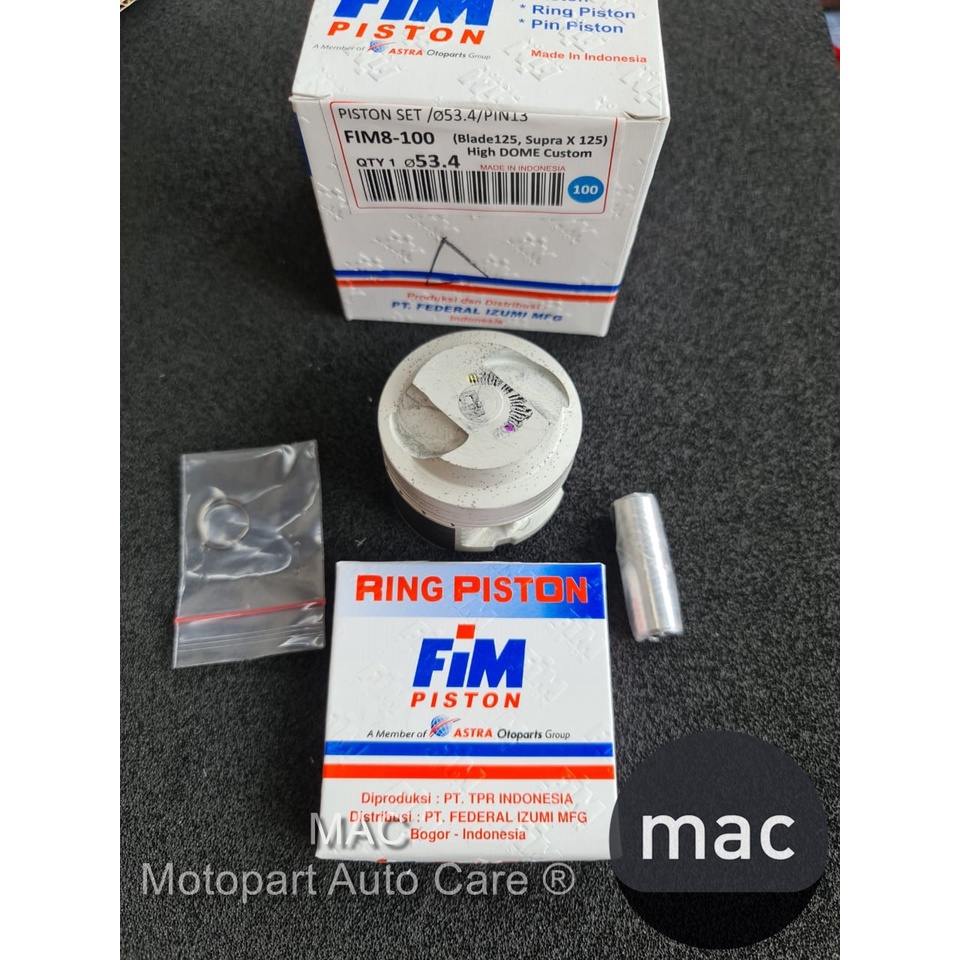 Mdr Seher Piston Kit Blade 125 High Dome OS 100 Dim 53.4 Pen 13 FIM8 FIM