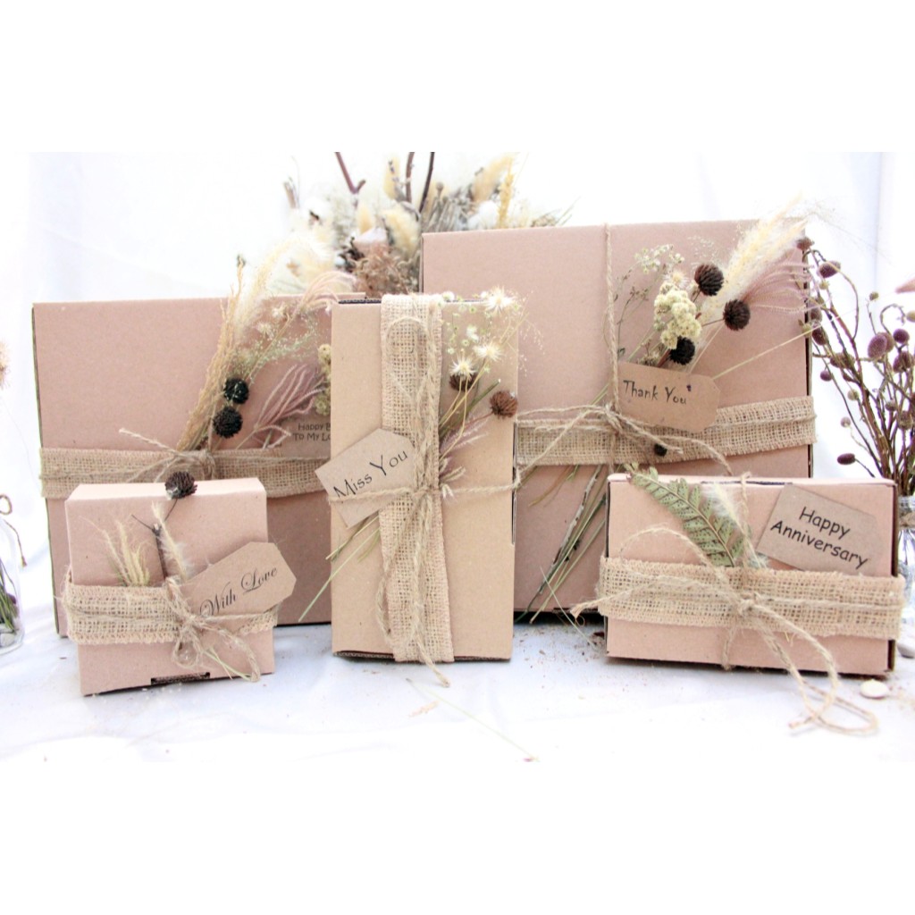 TERMURAH DIY Gift Packaging Kotak Kado Hadiah Rustic Aesthetic Gift Box Estetik Kotak Kado Estetik Shopee Indonesia