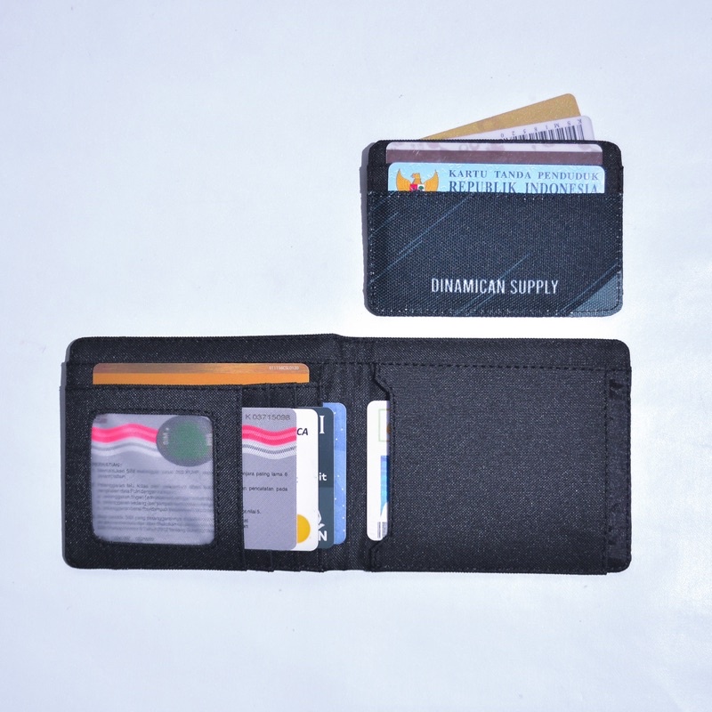 Luis Black Strip - Dompet pria lipat dompet kartu cowok cardholder koin 2 in 1 Dinamican Supply