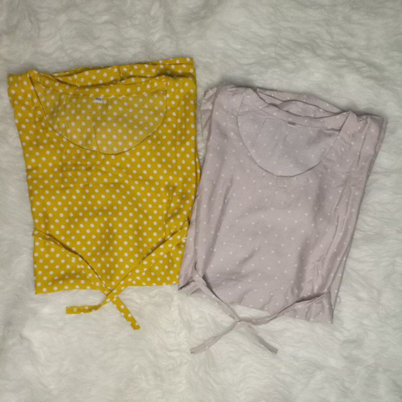 Setelan kemeja lengan pendek Wanita Motif Nyaman Katun Rayon