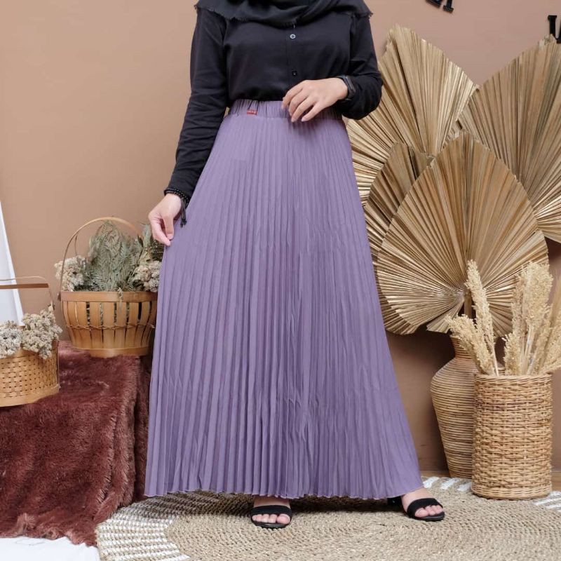 Rok Plisket Payung Standar Polos Trend Story Premium Original