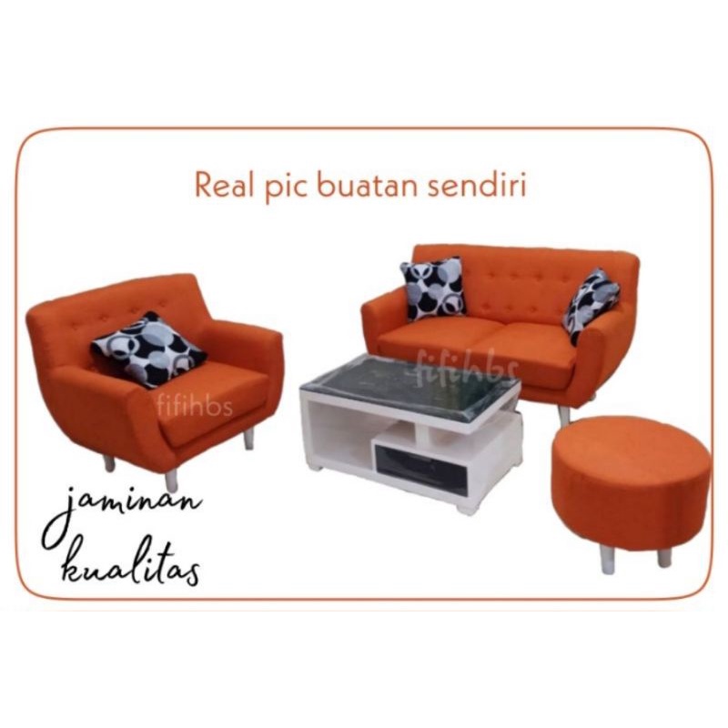 Sofa set retro, sofa set minimalis retro termasuk meja