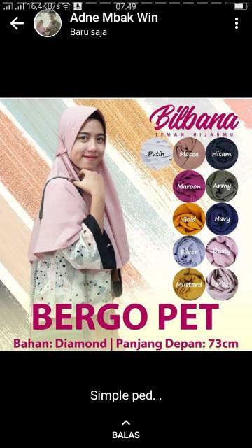 Jibab Khimar simpel pet tali/Khimar pet tali berbo instant/bergo mariyam pet tali antem