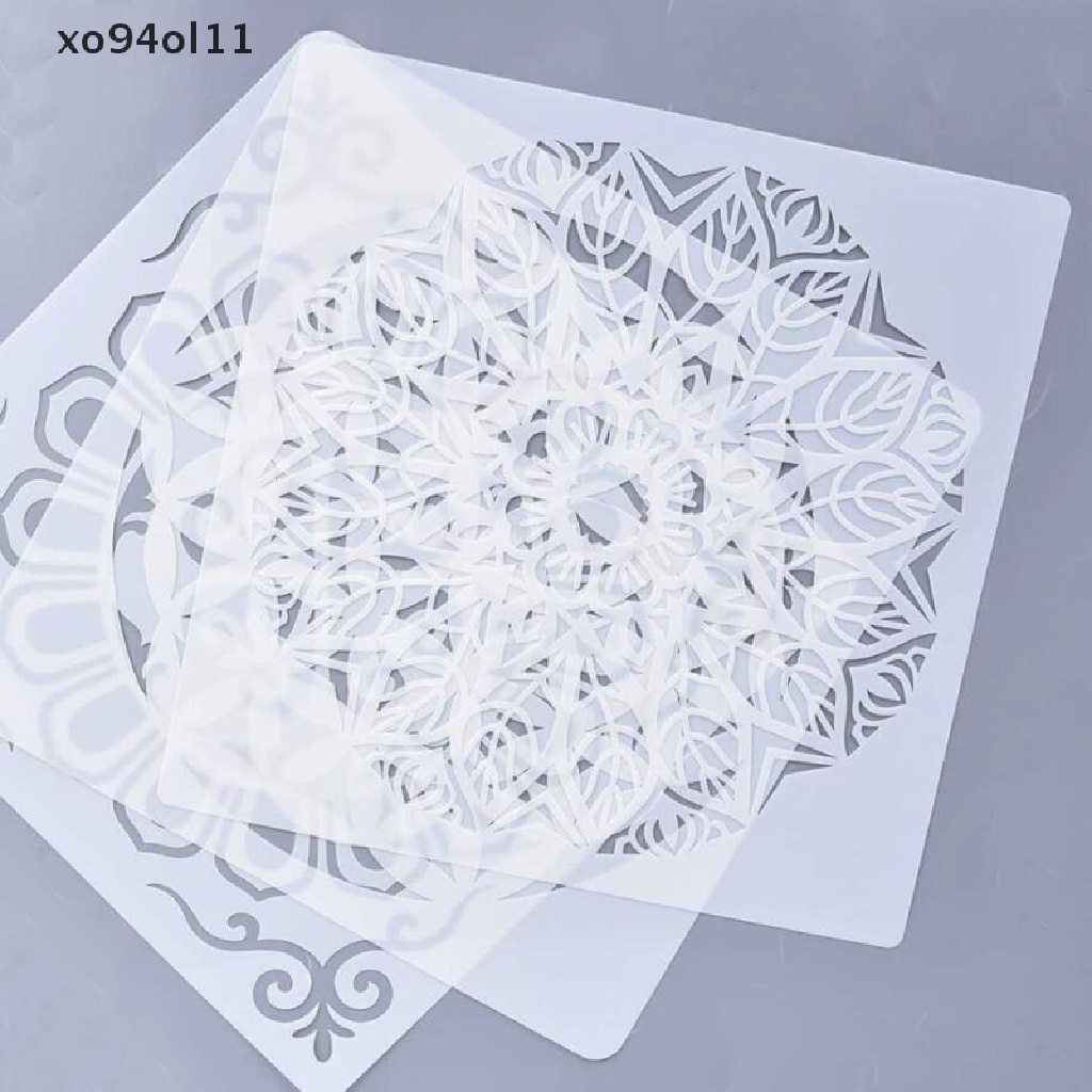 (hotsale) 30x30cm Cetakan Stensil Timbul Motif Mandala Untuk Lukisan Lantai / Dinding DIY