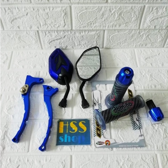 Spion Terano Tangkai Pendek + Handle Rem Variasi + Handgrip Carbon + Jalu Stang Cnc = Mio M3, Xeon R