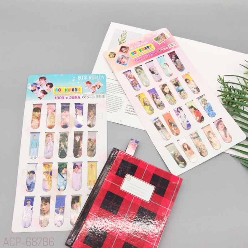 Pembatas buku magnet BTS BT21 stik note model KPOP magnet pembatas bacaan magnet nempel prkatis