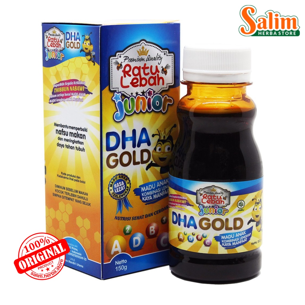 Madu Anak Ratu Lebah JUNIOR DHA GOLD PLUS OMEGA 3 Nutrisi Sehat dan Cerdas Anak Indonesia