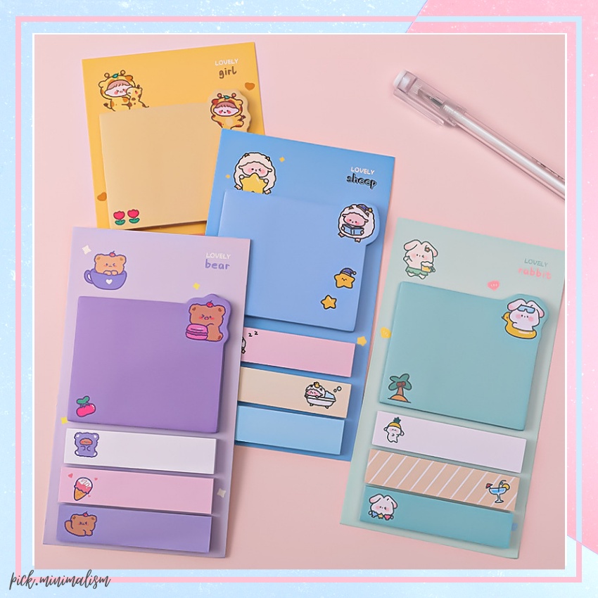 

Lovely Sticky Notes Memo Pembatas Buku Cute Cartoon 4in1