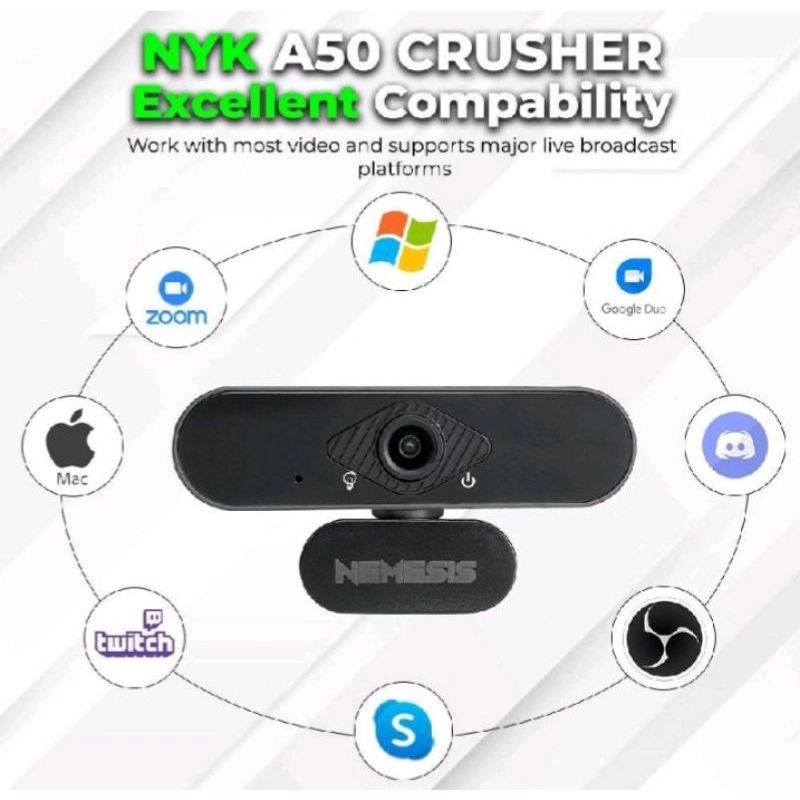 Webcam Nyk A50 crusher Full HD 1080p 30Fps Ultra Wide Field of View Fixed Focus original