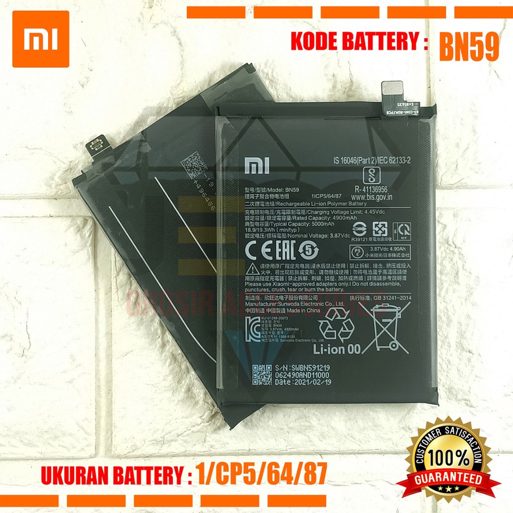 Baterai Battery Original Xiaomi BN59 &amp; BN-59 For Type Redmi Note 10 - M2101K7AG &amp; Redmi Note 10S - M2101K7BNY