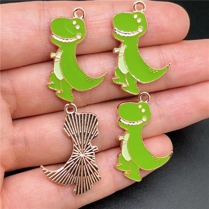 4pcs Liontin Enamel Bentuk Monster Dinosaurus Bahan Alloy Handmade Untuk Membuat Perhiasan