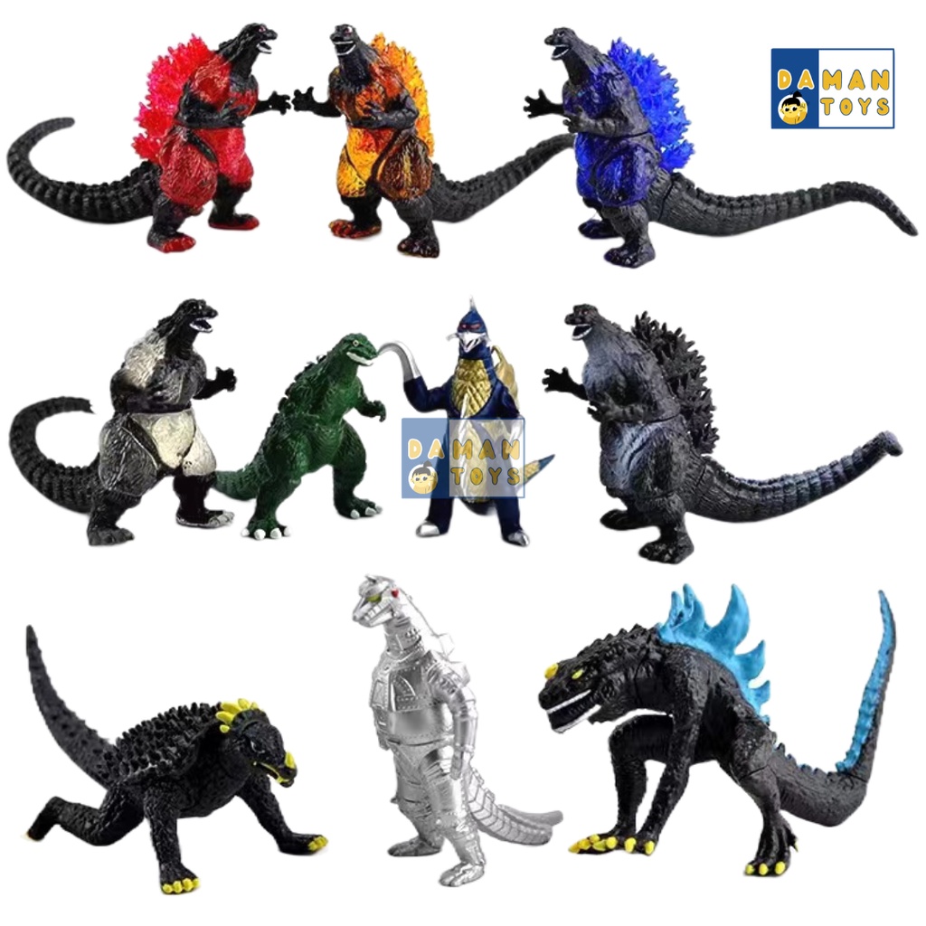 Action Figure Godzilla set 8, Godzilla Figure, Pajangan dasboard mobil, koleksi miniatur Topper Cake