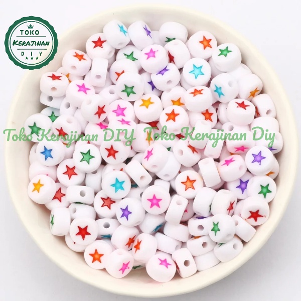 [ 120 pcs ] Mote Manik Bintang Pipih Warna Cerah Bahan Craft &amp; DIY