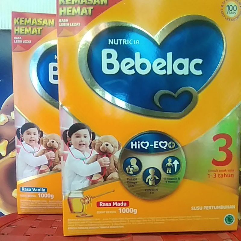 Susu Bubuk Pertumbuhan Nutricia Bebelac Bebelove 3 1000gram Rasa Madu atau Vanilla