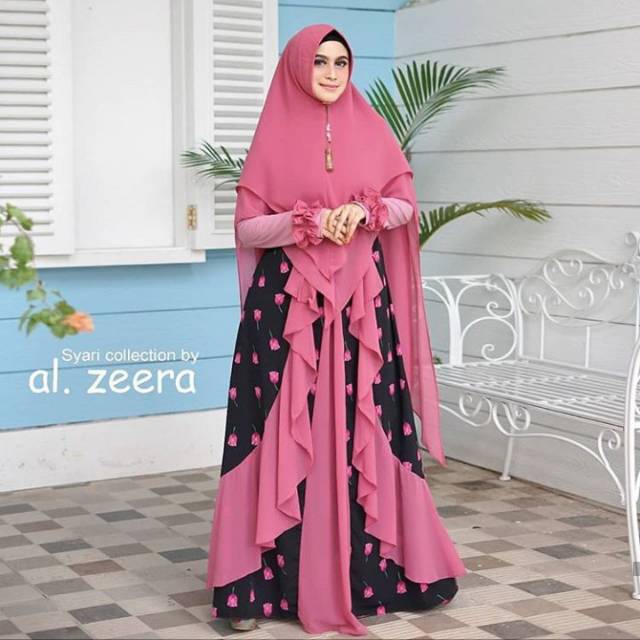 GAMIS SET SYAR'I ROSE VIOLETTA AL-ZEERA PREMIUM TERBARU MURAH | GROSIR GAMIS SYAR'I | BUTIK GAMIS