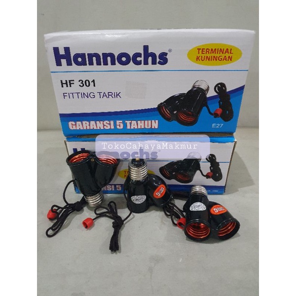 Hannochs Fitting Tarik E27 Hitam HF-301 Terminal Kuningan / Plug SNI