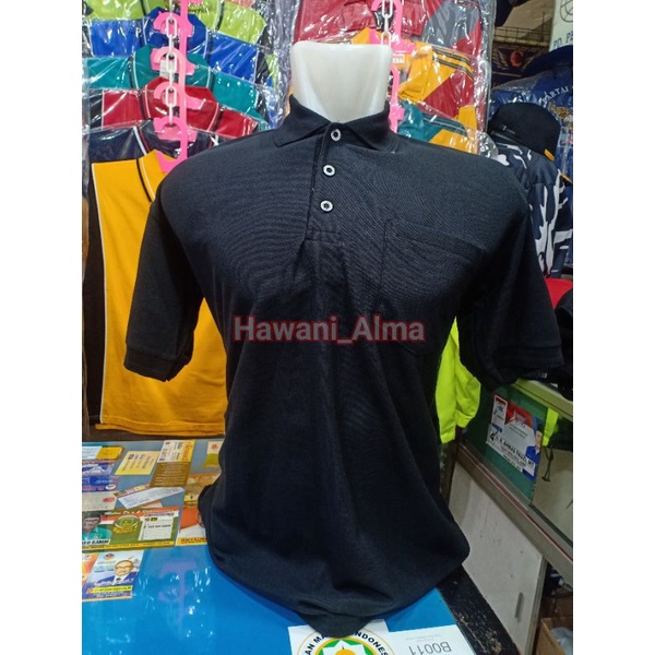 Kaos hitam polos/kaos kerah/lakos hitam kerah