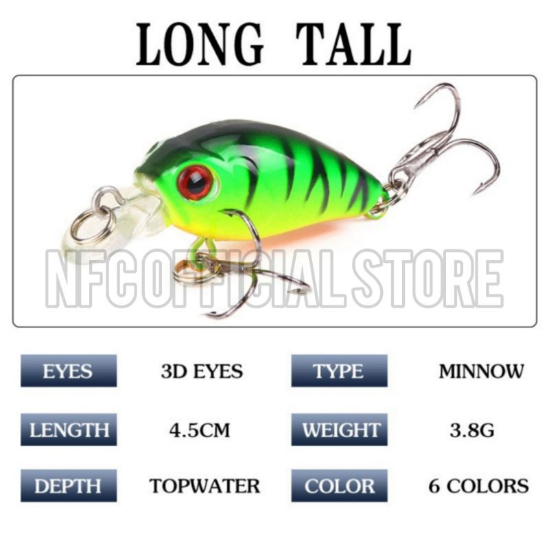 Lure Minnow Crankbait 4,5cm / 3,8 gr Rekomendasi untuk Ultralight casting