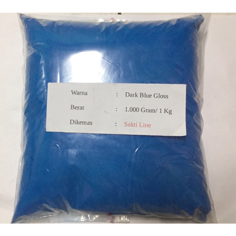Bubuk Powder Coating Biru Dark Blue Gloss - 1 Kg