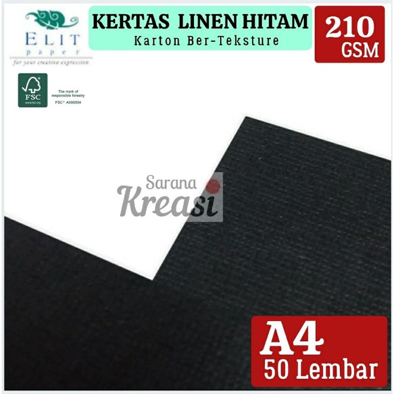 

Kertas Linen Hitam 210g A4 -- isi 50 Lembar -- Karton Teksture Paper Fancy