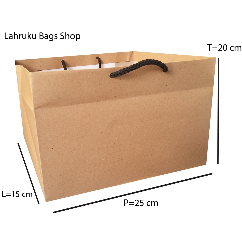 

Tas Kertas Polos Cokelat Ukuran PLT 25x15x20 cm Bertali Hitam Kuat Bagus Murah Berkualitas OK