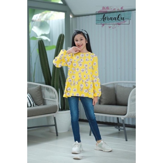 Setelan Anak Perempuan Remaja Rok dan Celana Jeans Sun flower Aeraaqu