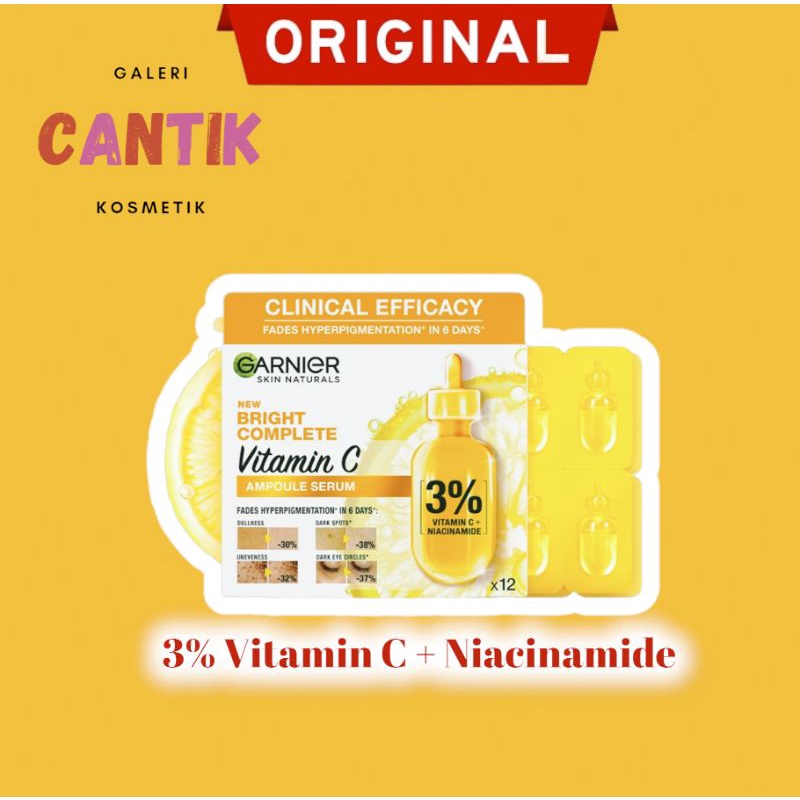 Garnier Bright Complete Ampoule Vitamin C Hiperpigmentasi Serum/Garnier Bright Complete Serum Ampoule 1pc/ Garnier Serum