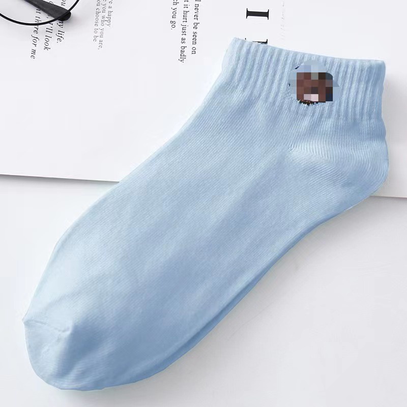【CT】Kaos Kaki Fashion Unisex Motif Line Beruang Brown Wanita Pria Murah Import #KK 01-Biru muda