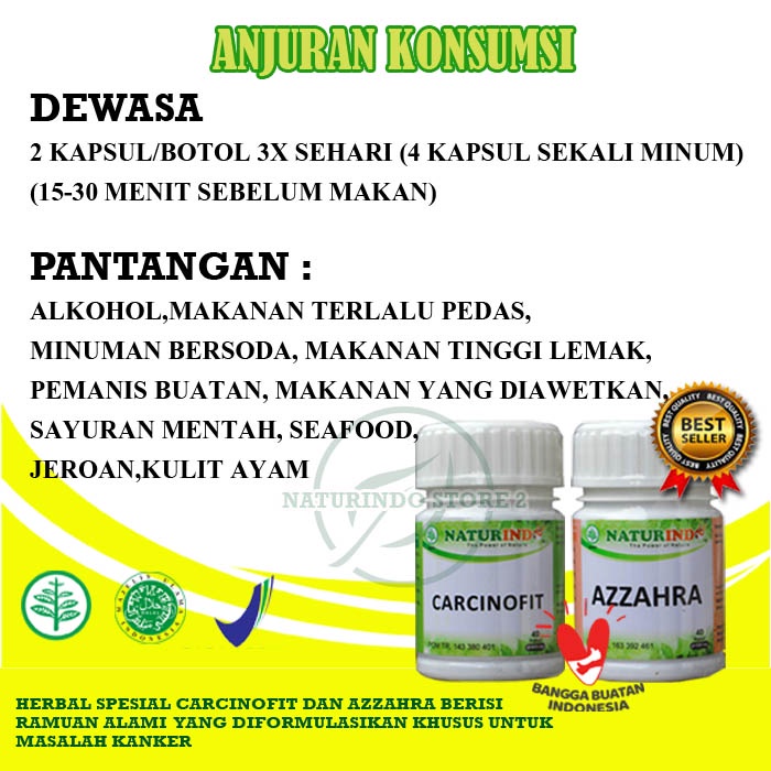 OBAT HERBAL KANKER SERVIKS NATURINDO BPOM 100% HERBAL AMPUH Carcinofit Azzahra COD-2