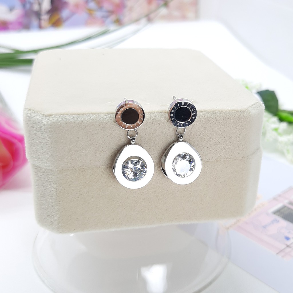 Anting Titanium B&lt;lgr Black Dengan Kristal Rose Gold, Gold dan Silver