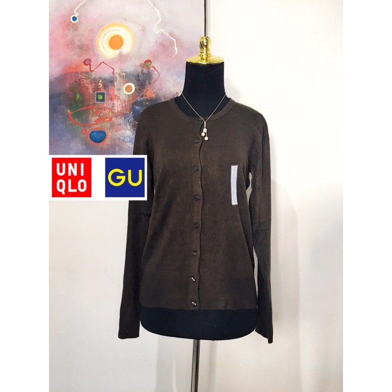 NEW Uniqlo Cardigan rajut cokelat tua / cardi basic coklat