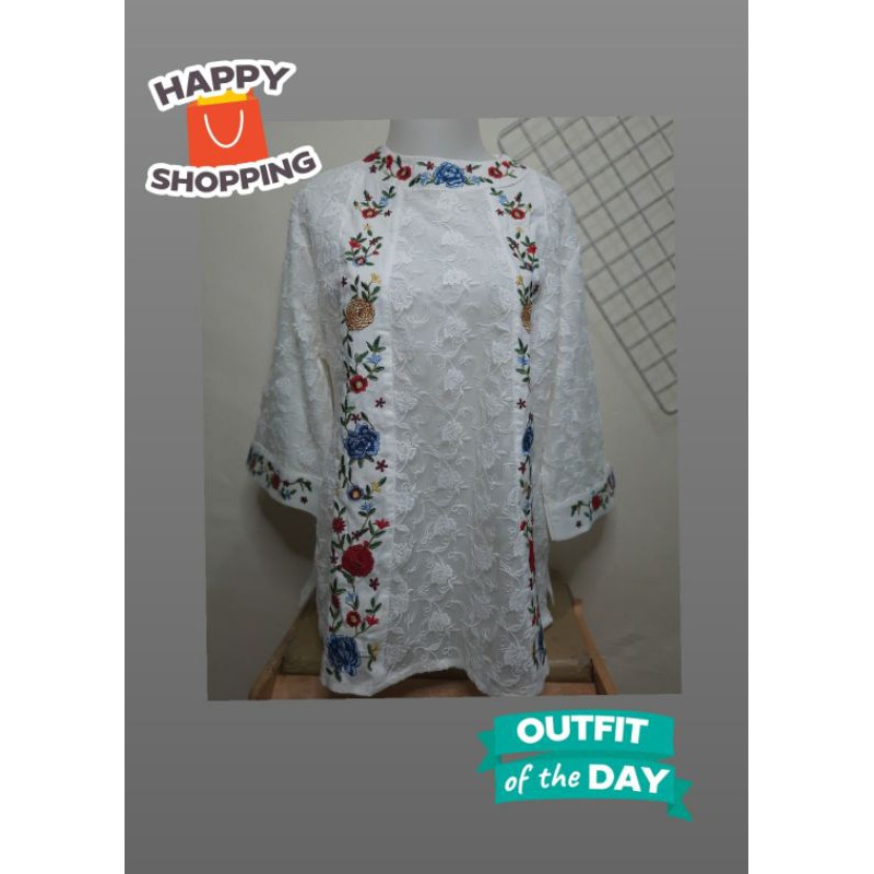 blouse atasan wanita semi formal putih brokat ada big size