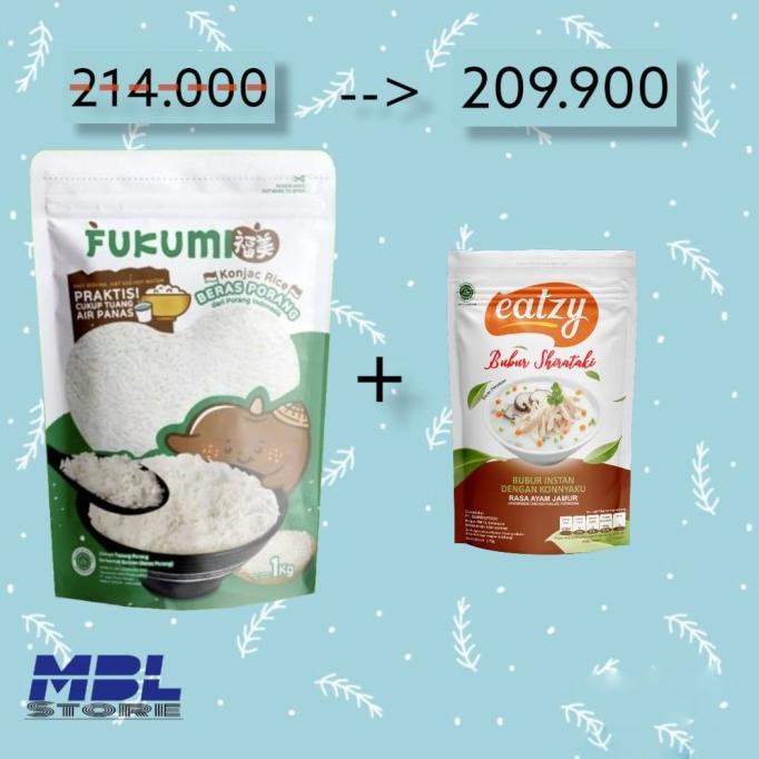 

Paket Fukumi beras porang pouch 1kg Plus Eatzy bubur shirataki