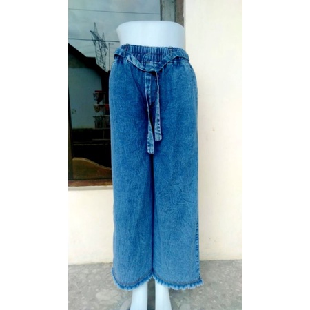 Kulot jumbo celana jeans jumbo wanita pinggang karet kulot rawis big size celana jumbo