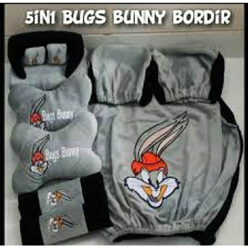 Bantal Sarung Jok Mobil Bugs Bunny 5in1 abu