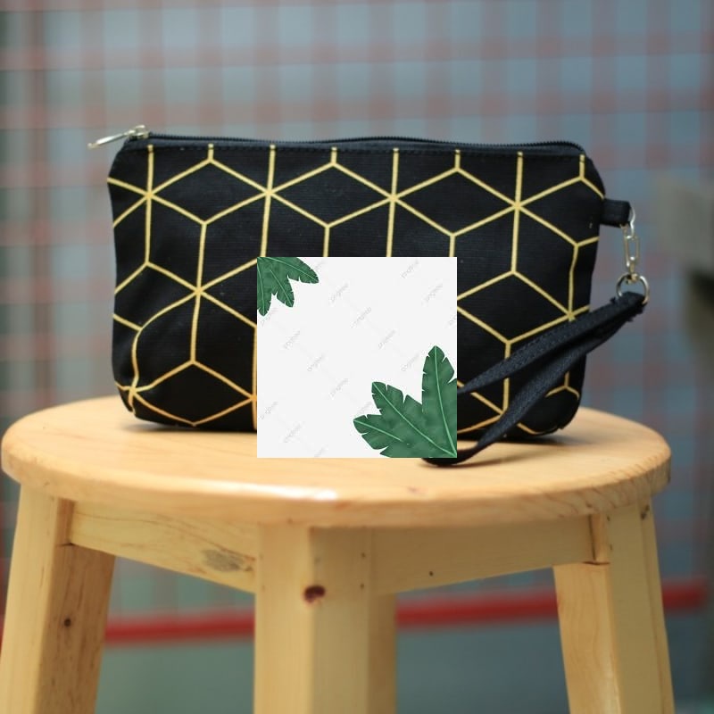 Murah Dompet Pouch Wanita Kanvas CUBE - Hitam Elegan