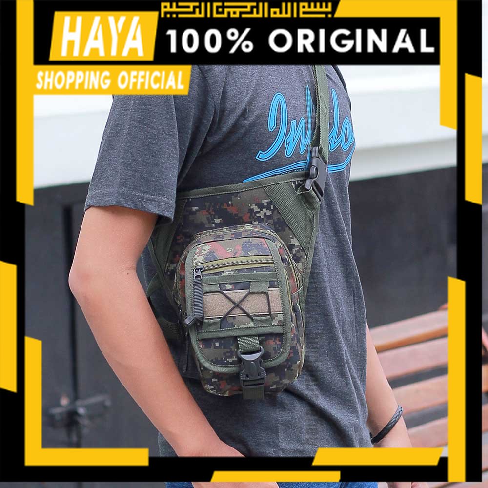 HAYA - tas selempang pria loreng army distro original 48933 waist bag / sling bag mr 849 tas bahu ta