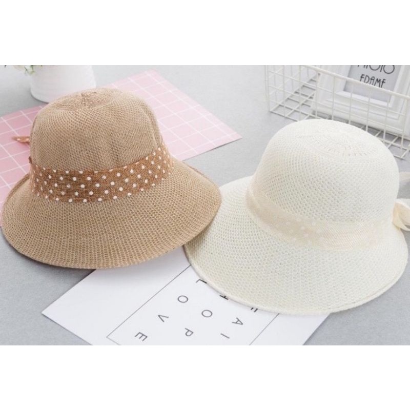 TOpi Pantai Pet Lebar Pita Bunga ukr dewasa