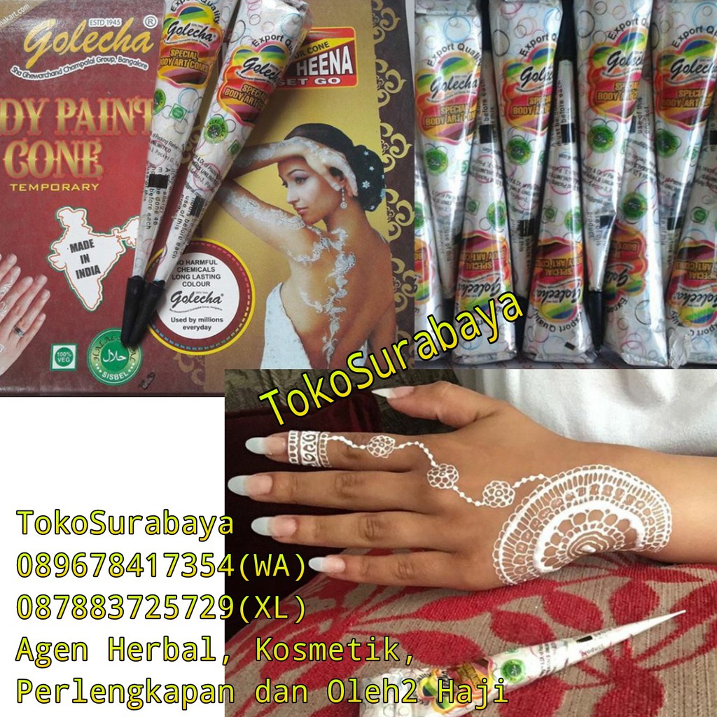 

Golecha Body Paint Cone White Hena Henna Henna Putih